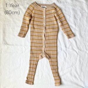 💙2/$25 Molo 1 Year 80cm Baby Toddler Farley Ribbed Rose Stripe Knit Romper